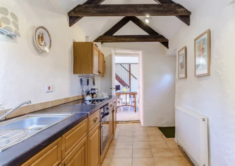 The kitchen at The Rest Barn, Trewillis Farm, Coverack
