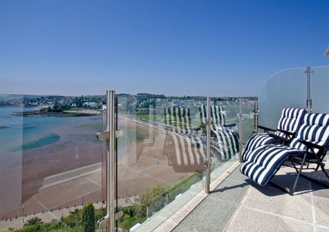 The terrace at The Riviera Mansion, Torquay offers superb marina, beach & sea views!