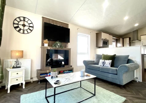 The living area at The Rose Lodge, Fenny Bridges