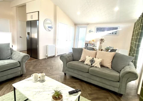 The living area at The Rose Lodge, Fenny Bridges