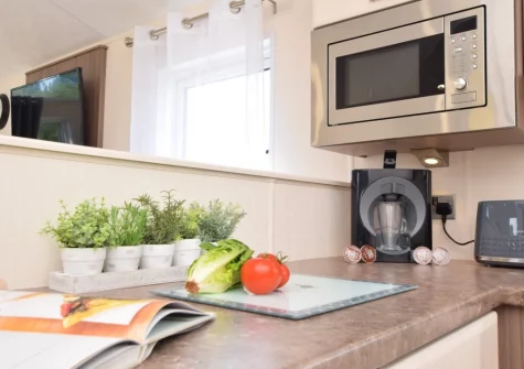 The kitchen at The Rose Lodge, Fenny Bridges