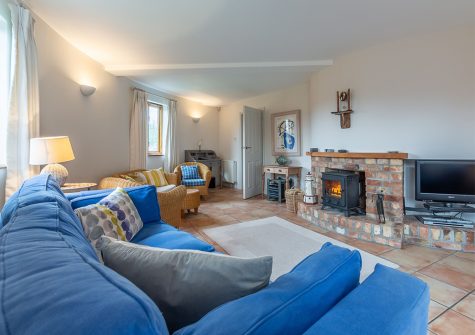 The living area at The Roundhouse, Roserrow, Polzeath