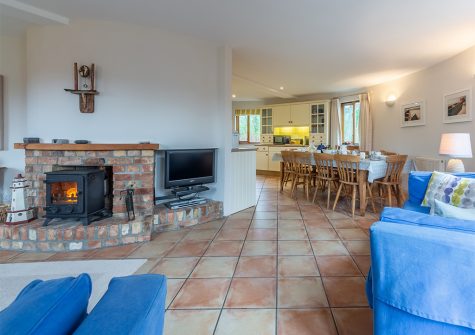 The living area at The Roundhouse, Roserrow, Polzeath