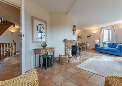The living area at The Roundhouse, Roserrow, Polzeath