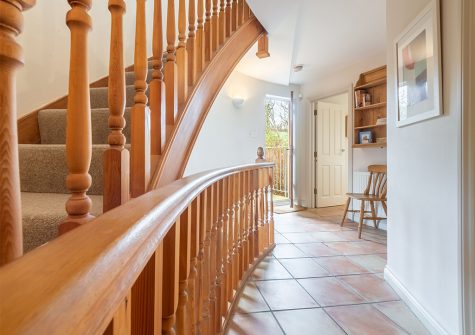 The first floor entrance & stairway at The Roundhouse, Roserrow, Polzeath