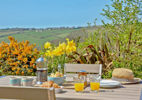 Countryside views from the patio at The Sea Garden, Bigbury