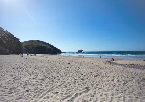 Portreath Beach is a lovely golden sandy beach which is popular for swimming, surfing & all kinds of watersports