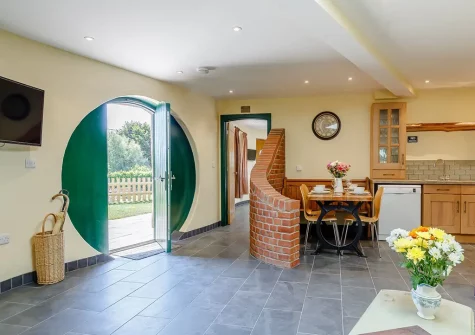The living area at The Secret Burrow, Abbotsham