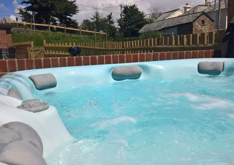 The hot tub at The Secret Burrow, Abbotsham