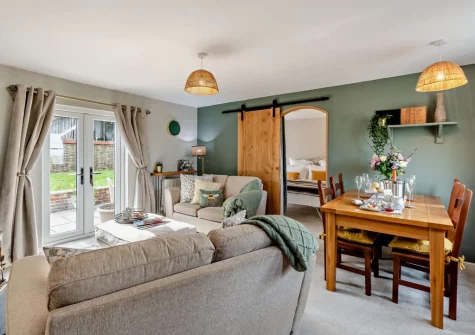 The dining area at The Shippon, Hembury Gate Farm, Sheepwash