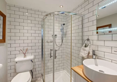 The shower room at The Shippon, Hembury Gate Farm, Sheepwash