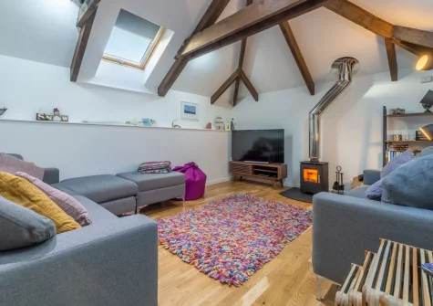 The living area at The Shires at Presingoll Barns, St Agnes
