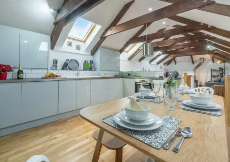 The kitchen & dining area at The Shires at Presingoll Barns, St Agnes