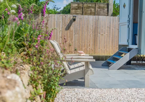 The outdoor sitting area at The Smithy, Feock