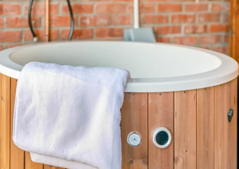The on-site spa with cold plunge bath at The Smithy, Feock