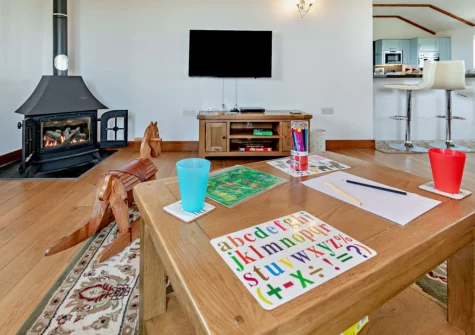 The living area at The Stables at Brea Farm, Trevegean