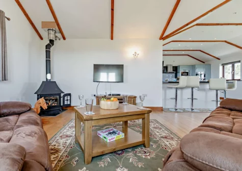 The living area at The Stables at Brea Farm, Trevegean
