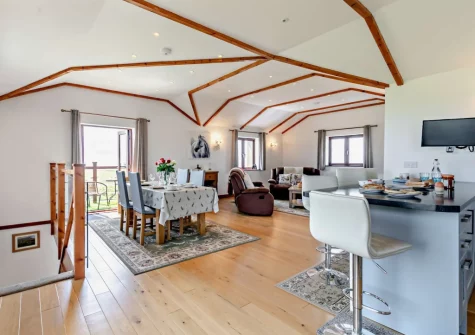 The kitchen & dining area at The Stables at Brea Farm, Trevegean