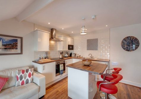 The open-plan kitchen at The Starfish, 2 Harbour Lights, Brixham