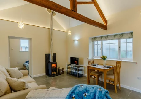 The living & dining area at The Stone Barn at Hock Ridge Farm, Fairy Cross