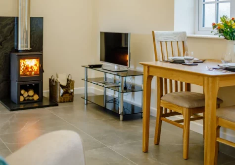 The living & dining area at The Stone Barn at Hock Ridge Farm, Fairy Cross