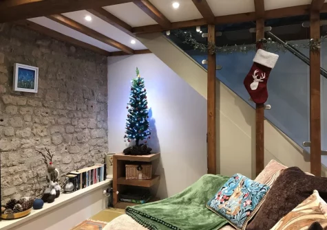 Staying over the festive season, The Stone Barn is decorated for Christmas