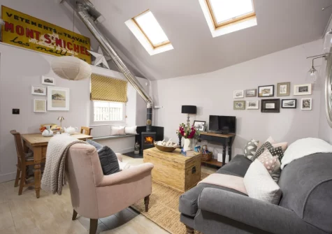 The living & dining area at The Store Room, Mousehole