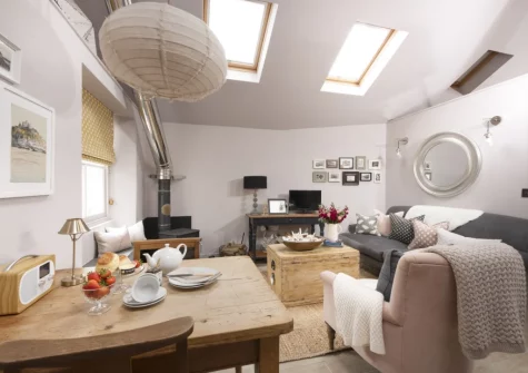 The living & dining area at The Store Room, Mousehole