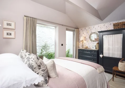 The bedroom at The Store Room, Mousehole
