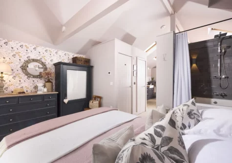 The bedroom at The Store Room, Mousehole