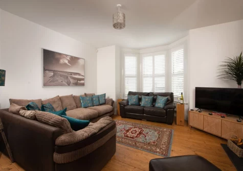 The living room at The Tall House, Newquay
