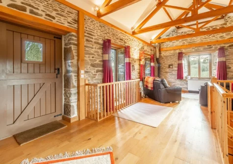 The living area at The Threshing Barn at Cusgarne Cottages, Cusgarne
