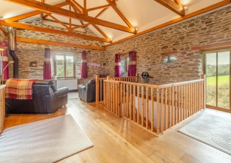 The living area at The Threshing Barn at Cusgarne Cottages, Cusgarne