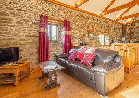 The living area at The Threshing Barn at Cusgarne Cottages, Cusgarne
