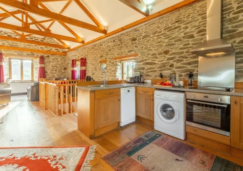 The kitchen at The Threshing Barn at Cusgarne Cottages, Cusgarne