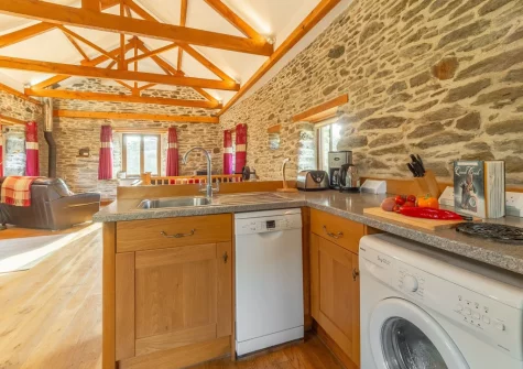 The kitchen at The Threshing Barn at Cusgarne Cottages, Cusgarne