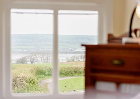The view from the sitting & sleeping area at The Watchtower, Bickington