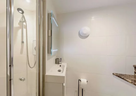 The shower room at The Watchtower, Bickington