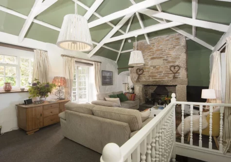 The living room at The Watermill, Withiel
