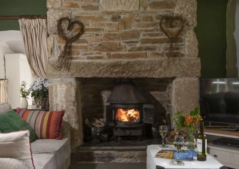 The living room at The Watermill, Withiel