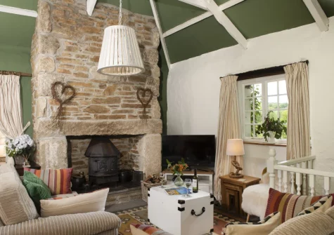 The living room at The Watermill, Withiel