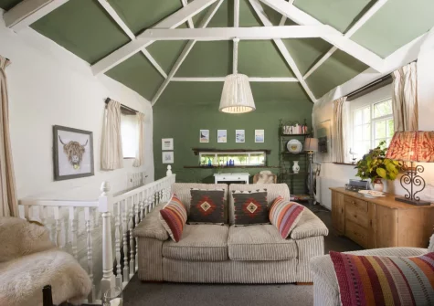 The living room at The Watermill, Withiel
