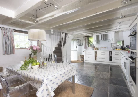 The kitchen & dining area at The Watermill, Withiel