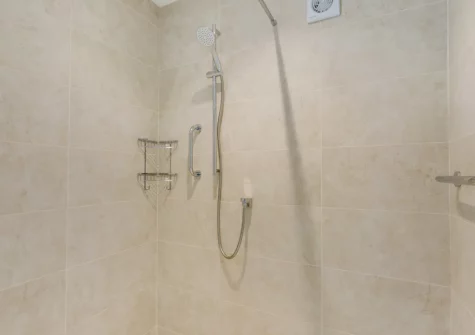 The wet room at The Willows, South Molton