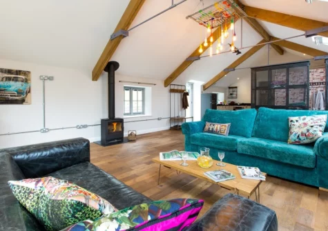 The living area at The Workshop, High Bickington