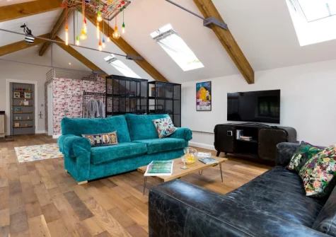 The living area at The Workshop, High Bickington