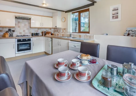 The kitchen & dining area at Thistledown Cottage, Poughill