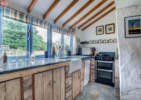 The kitchen at Three Blind Mice, Mousehole