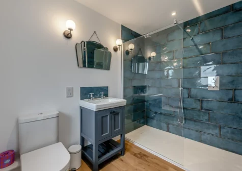 Bedroom #1 en-suite shower room at Three Corners Barn, Greencliff Farm, Abbotsham