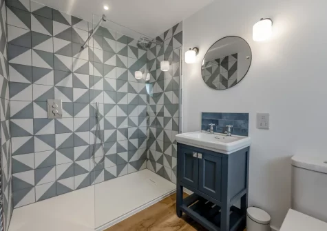 Bedroom #2 en-suite shower room at Three Corners Barn, Greencliff Farm, Abbotsham